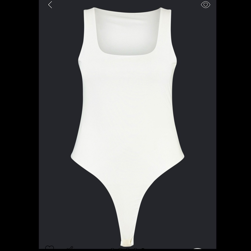 Plus Double Slinky Strappy Bodysuit - White - Picture 3 of 3